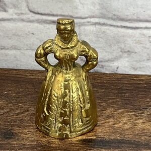 Antique 3" Woman Bell Brass Dinner Bell with Boot Clappers